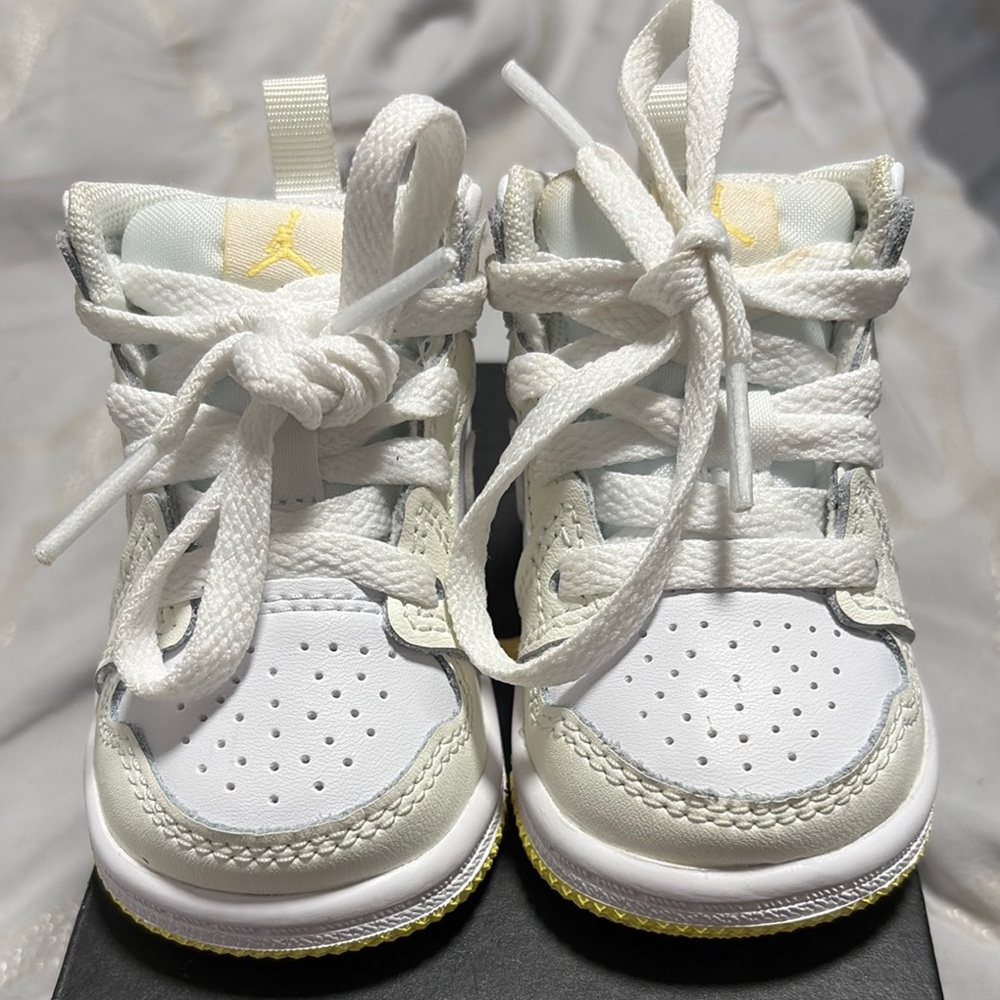 Jordan Kids White and Light Yellow Sneakers